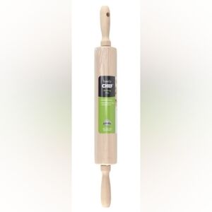 🍎Nwt Family Chef Wooden Rolling Pin Baking Tool Roll Cookie Dough Pasta